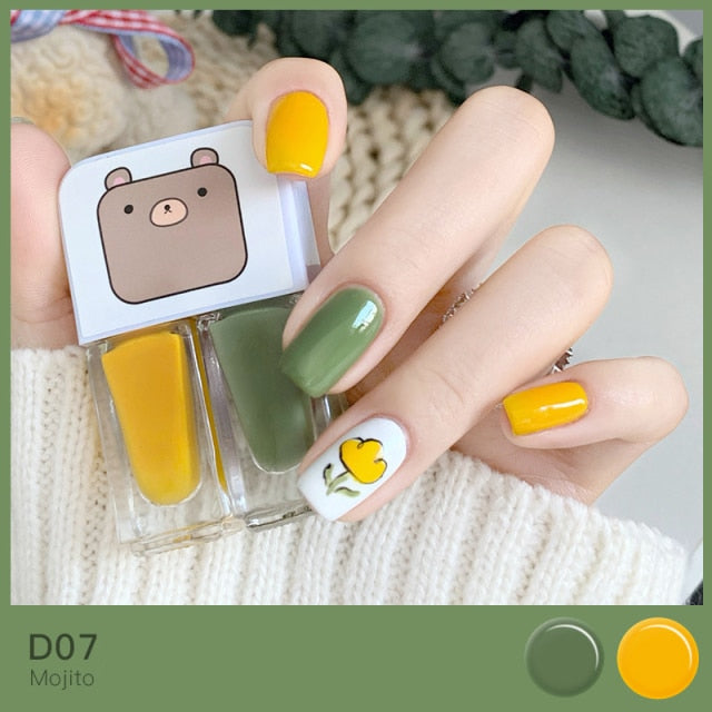 Green and Yellow Kawaii Nail Polish Combo Set