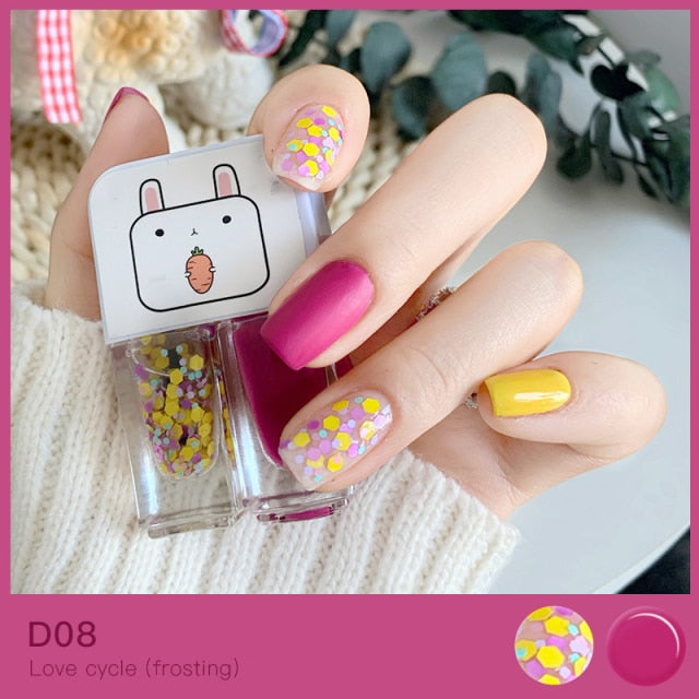 Pink and Yellow Glitter Kawaii Nail Polish Combo Set