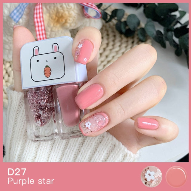 Pink and Glitter Kawaii Nail Polish Combo Set