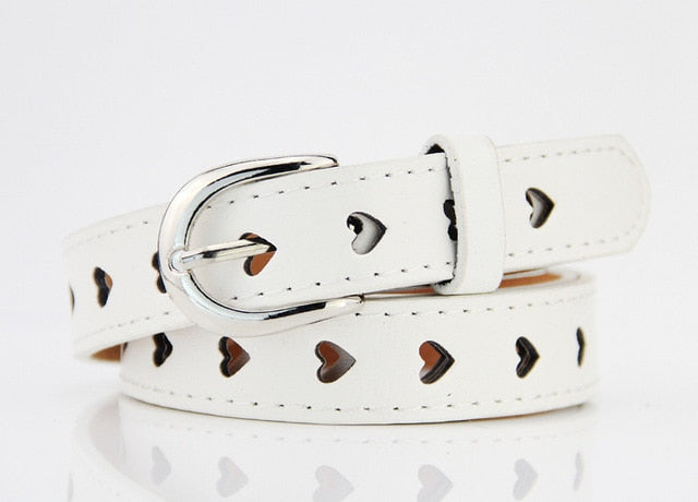 Kawaii Heart-Shaped Eyelet Waist Belt in White