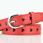 Kawaii Heart-Shaped Eyelet Waist Belt in Red