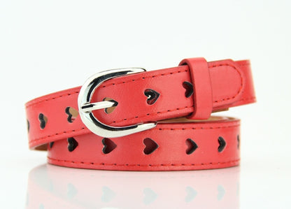 Kawaii Heart-Shaped Eyelet Waist Belt in Red