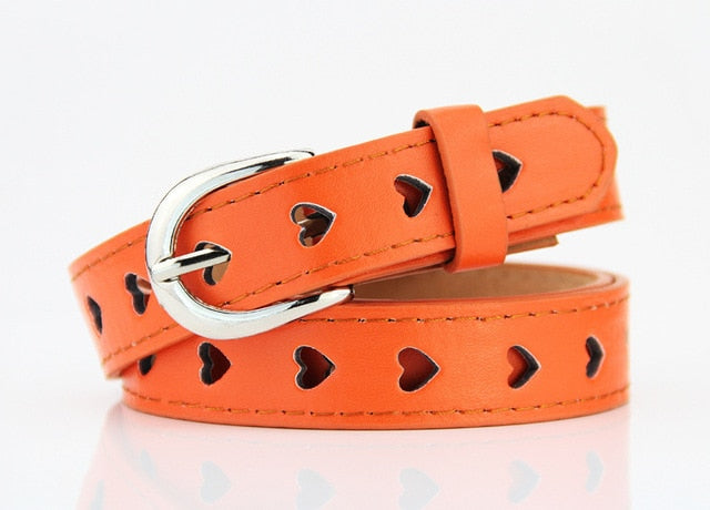 Kawaii Heart-Shaped Eyelet Waist Belt in Orange