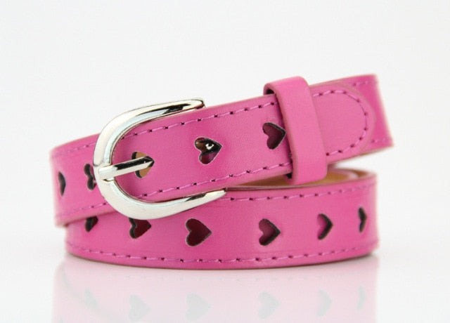 Kawaii Heart-Shaped Eyelet Waist Belt in Hot Pink
