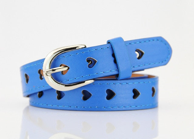 Kawaii Heart-Shaped Eyelet Waist Belt in Blue