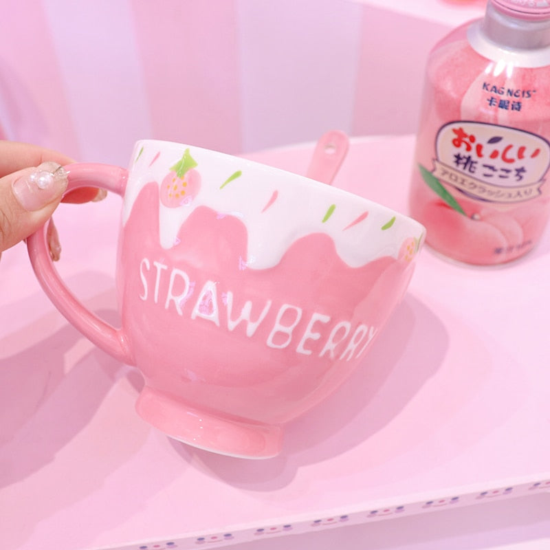 Kawaii Strawberry Milk Mug