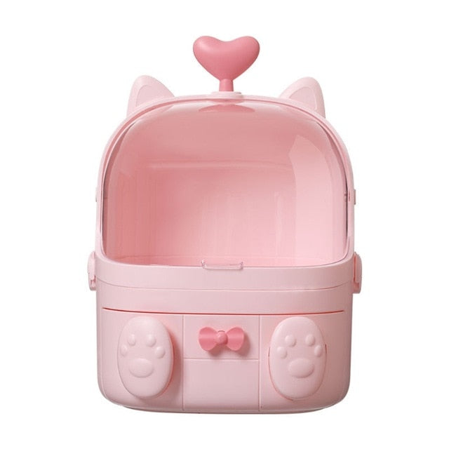 Kawaii Pink Cat Makeup Storage Box