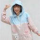 Model Wearing Pink and Blue Pastel Neko Hoodie
