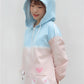 Model Wearing Blue and Pink Pastel Neko Hoodie