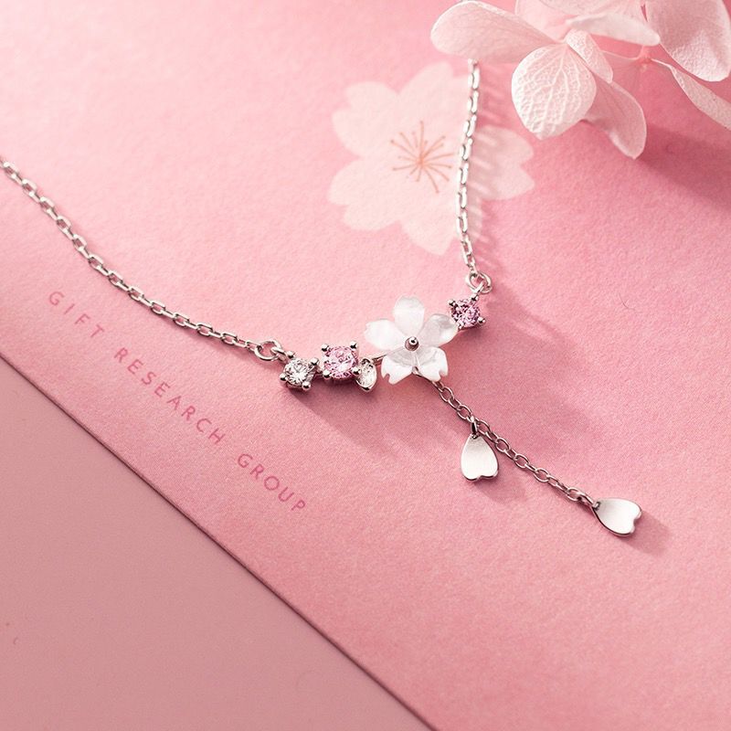 Kawaii Sakura Drop Charm Pendant Necklace