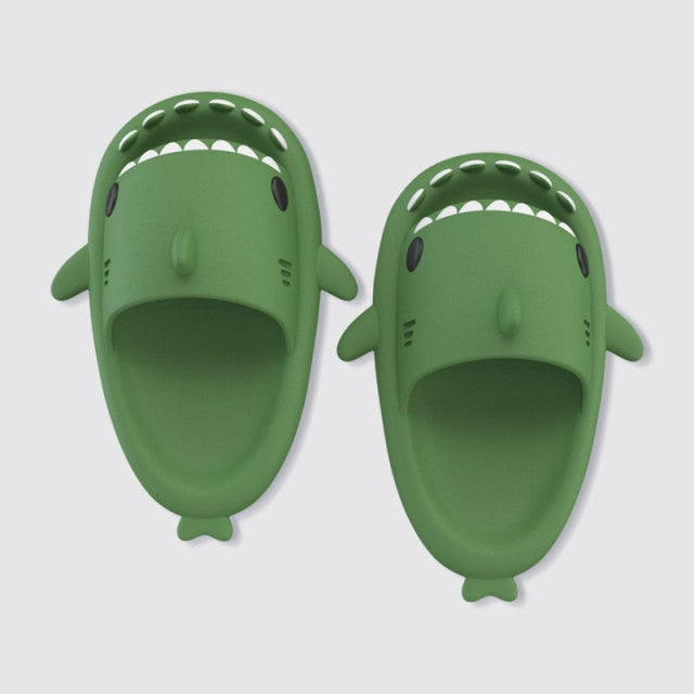 Kawaii Green Shark Slippers