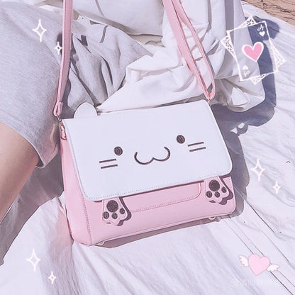 Kawaii Pink Cat Crossbody Bag