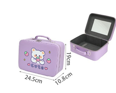 Kawaii Bear Purple Makeup Storage Cases