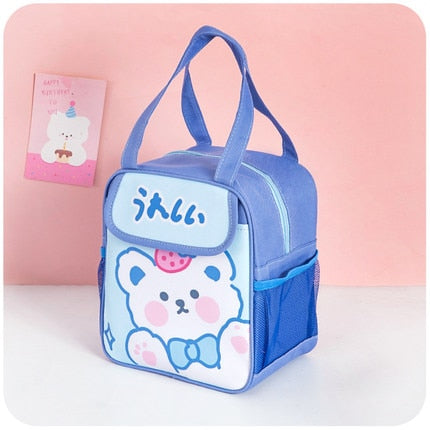 Kawaii Cute Blue Bear Lunch Bag Tote