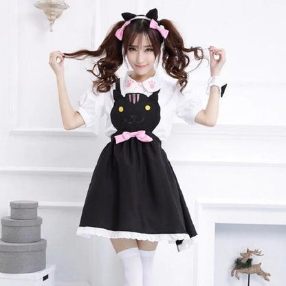 Kawaii Black Cat Overalls Dress