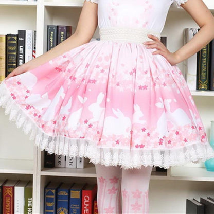 Kawaii Bunny & Cherry Blossom Lolita Skirt