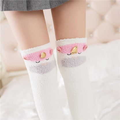 Kawaii Unicorn Knee High Cozy Socks