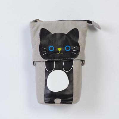Kawaii Grey Cat Pencil Case With Zipper