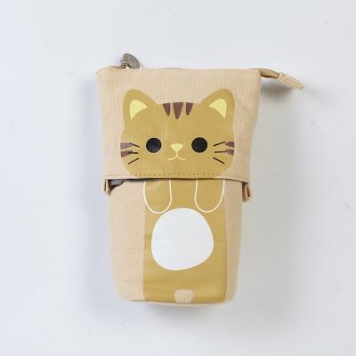 Kawaii Tan Cat Pencil Case With Zipper