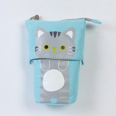 Kawaii Blue Cat Pencil Case With Zipper