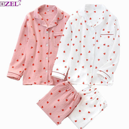 Kawaii Pink and White Heart Print Pajamas