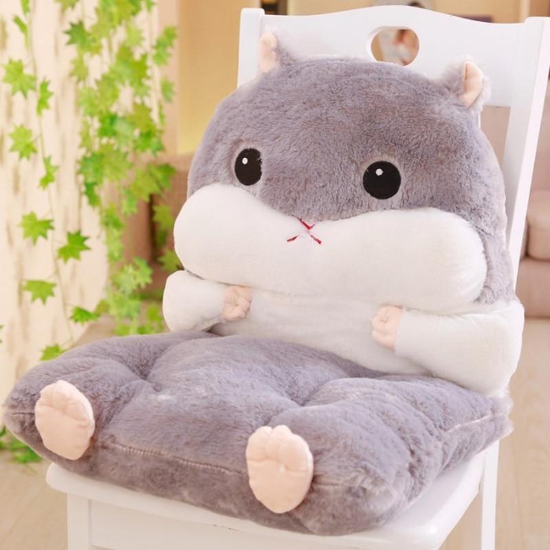 Grey Kawaii Hamster Seat Cushion