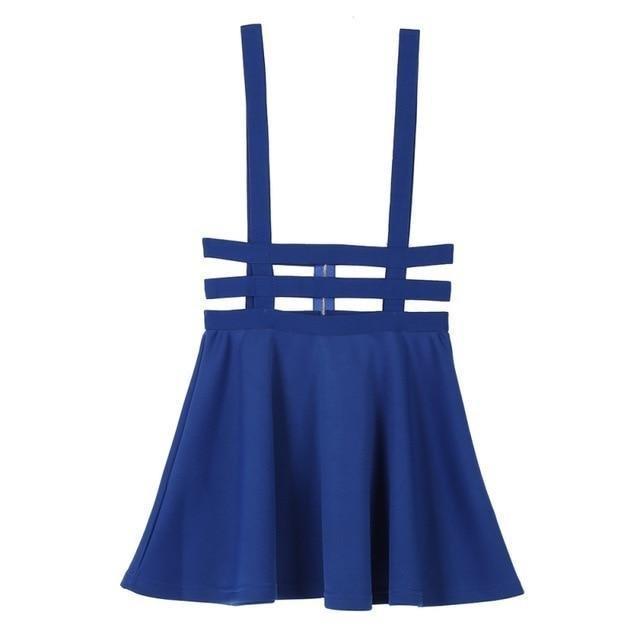 Kawaii Navy Blue Suspenders Skirt