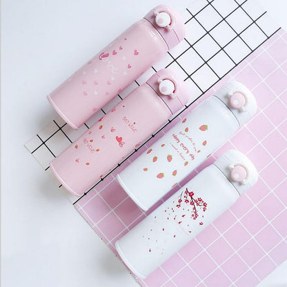 Kawaii Pink and White Cherry Blossom Thermos Bottles