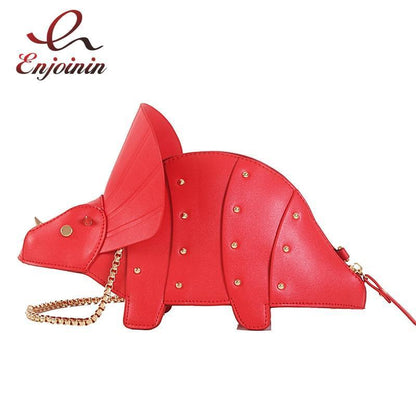 Kawaii Triceratops Purse in Red