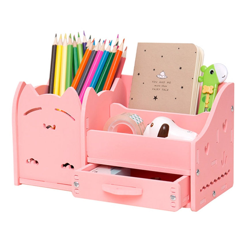 Pink Neko Cat Desktop Organizer